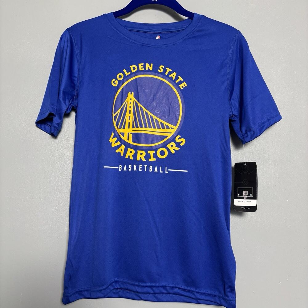 NWT Golden State Warriors Kids Youth T Shirt Blue Large New Basketball NBA GSW